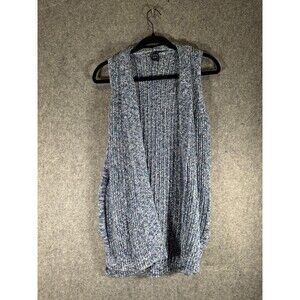 Gap Sweater Women Medium Blue Sleeveless Knit Oversized Open Vest Casual